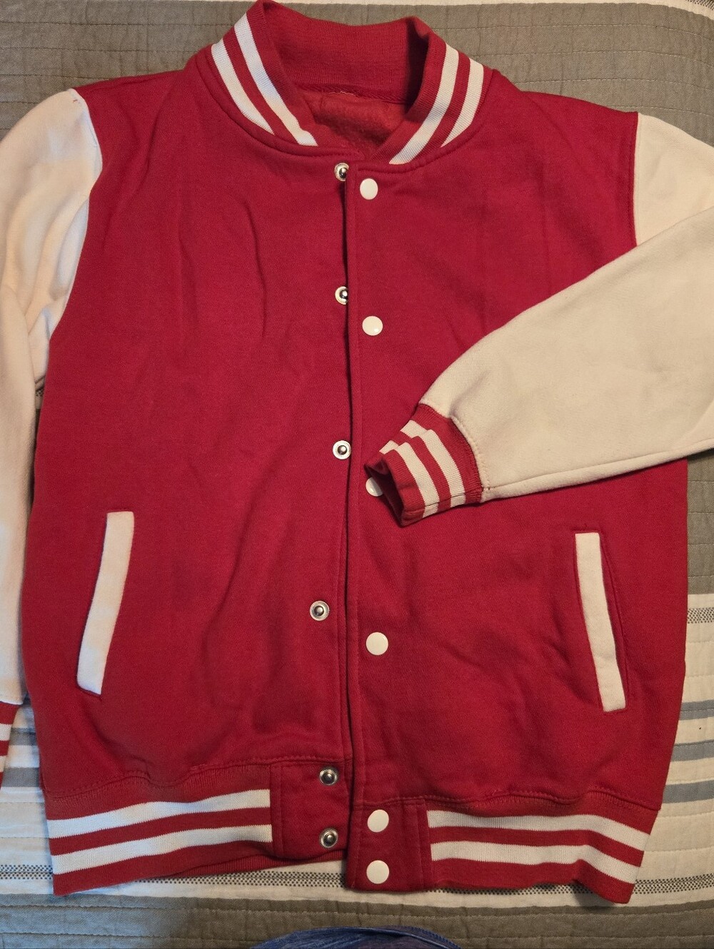 Red & White Kids Vintage Varsity Style Jacket